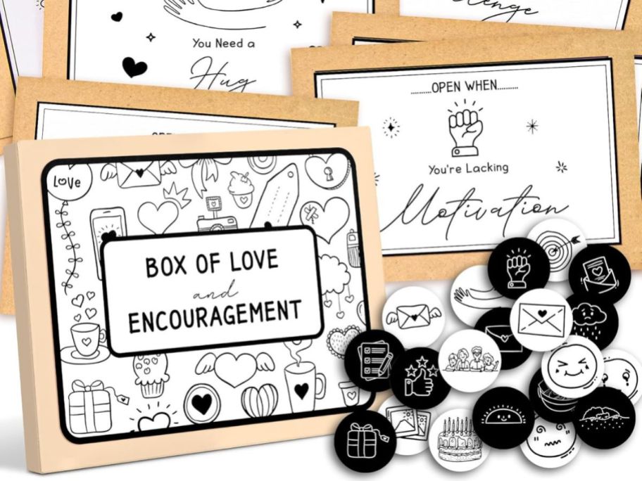 envelopes with "open when..." messaging and stickers