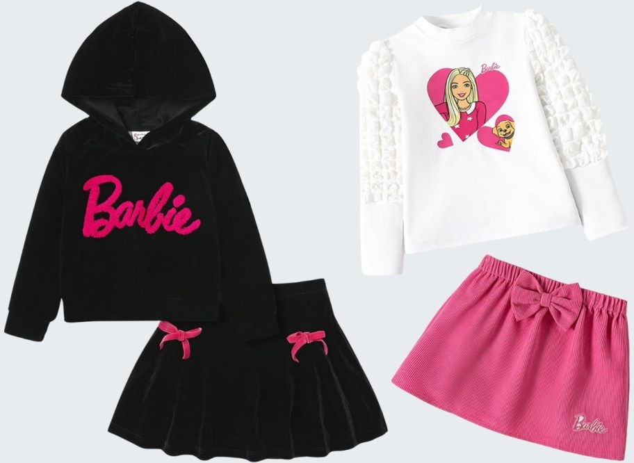 2 girls barbie 2 piece skirt sets