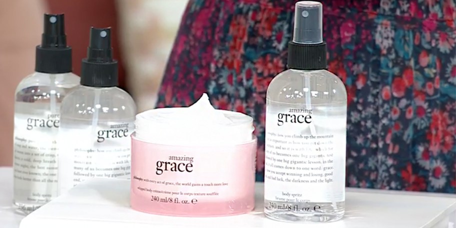 philosophy body spray and cream on display 