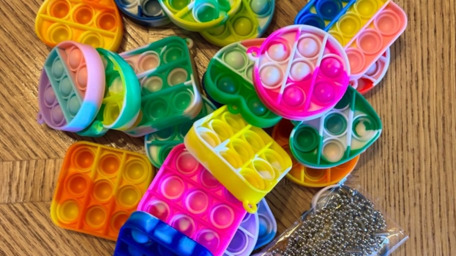 assorted mini fidget toys on a table top