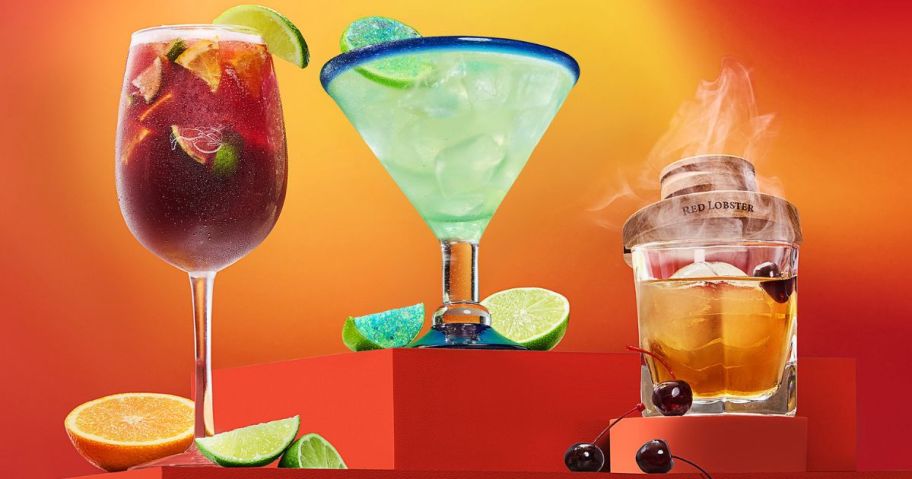 red lobster drinks on display