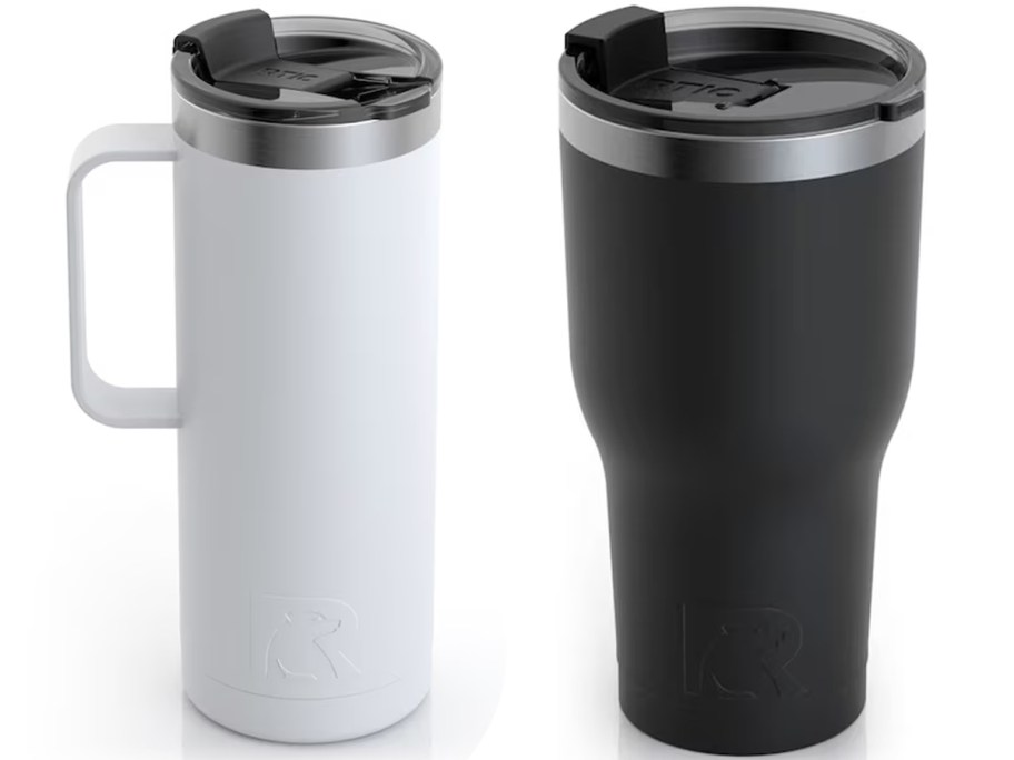 white and black tumblers