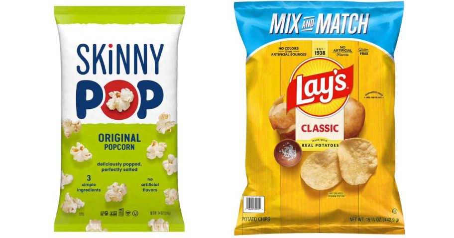 skinnypop and lays bag