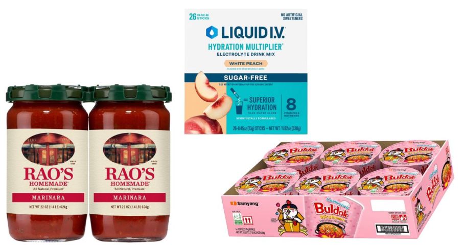 raos, Buldak, and Liquid I.V. products