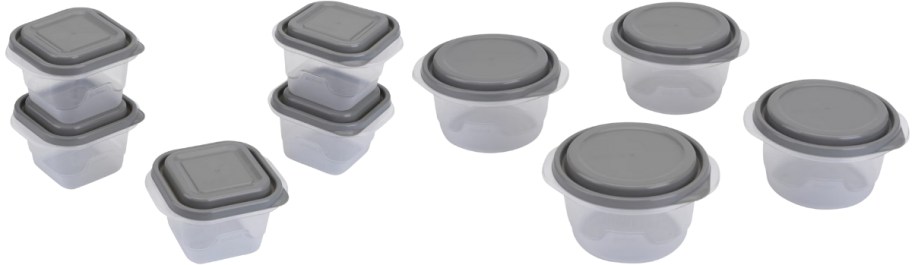 5 pack small square and 4-pack small round food storage containers