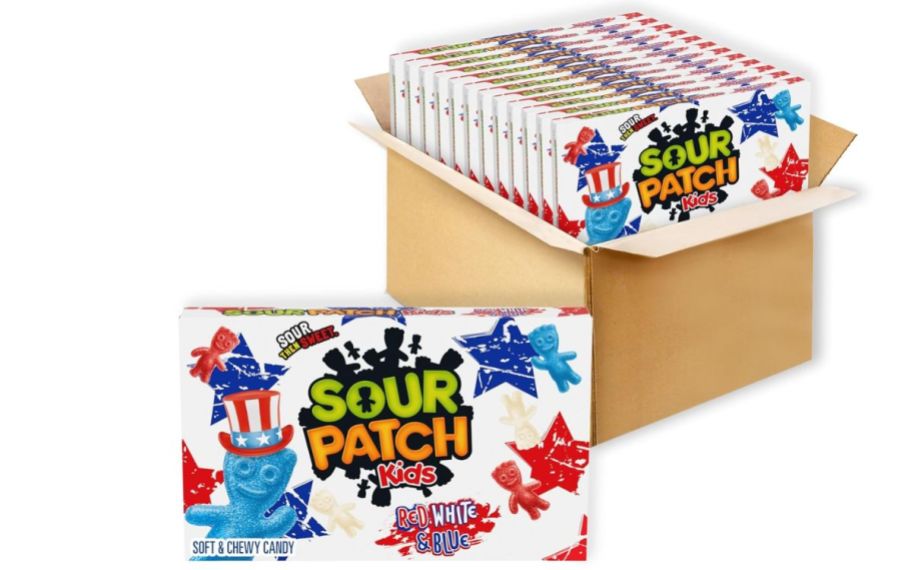 stock image of sour patch kids america in and outside of their box