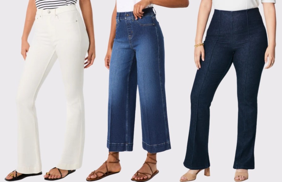 3 women in different styles of SPANX jeans