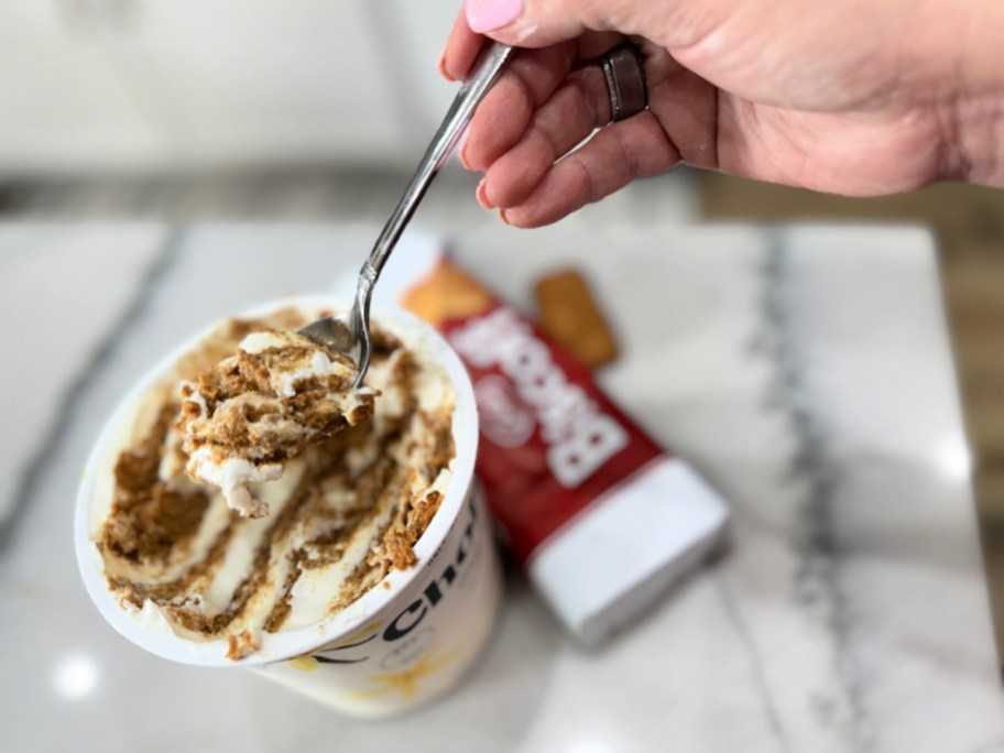 spoonful of greek yogurt cheesecake