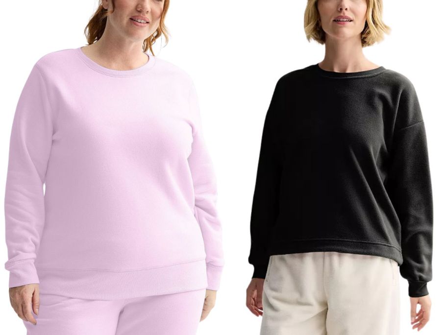 Two pink and black sweaters 