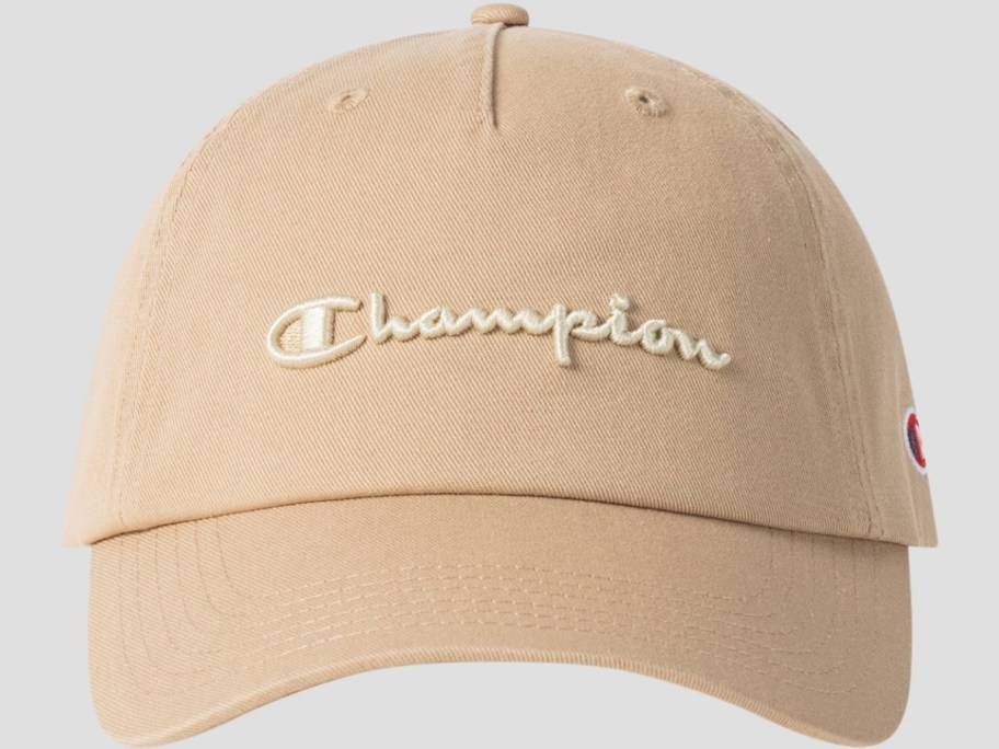 a tan baseball cap