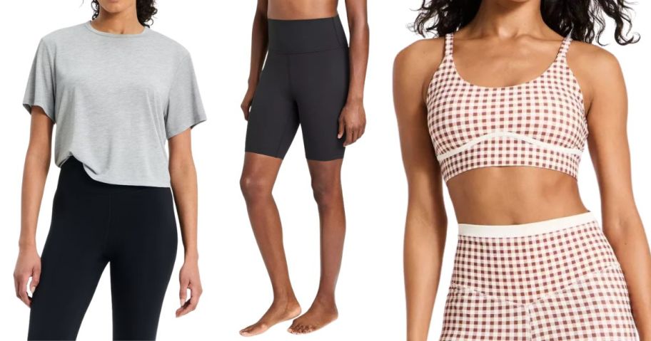 three women wearing activewear