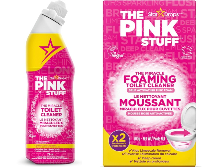 two pink stuff cleaners