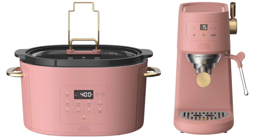 pink thyme and table slow cooker and mini espresso machine