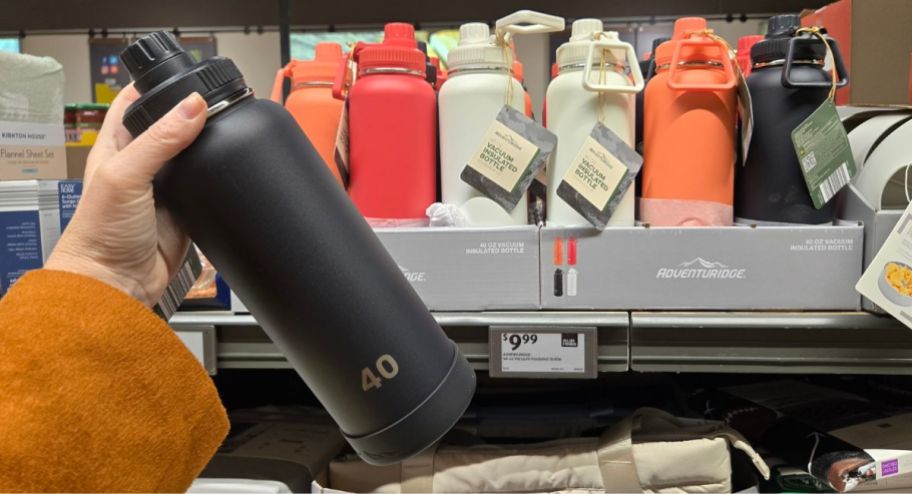 hand holding tumbler with other options displayed