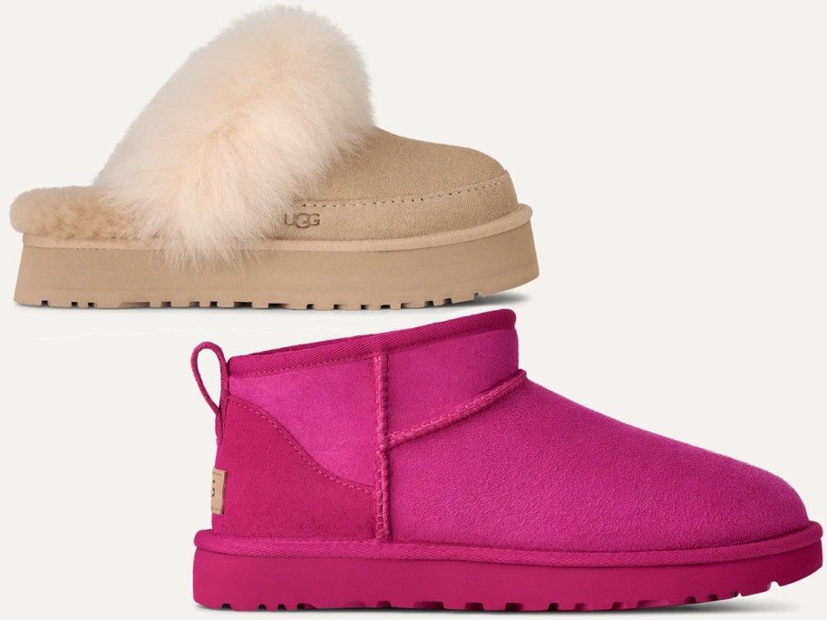 tan clogs and pink boots 