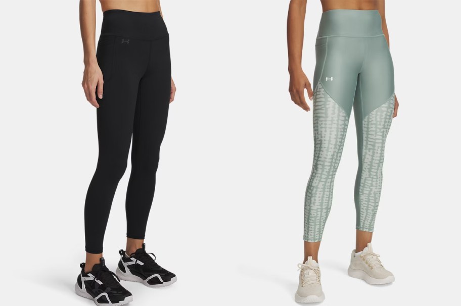 women wearing black and green leggings 