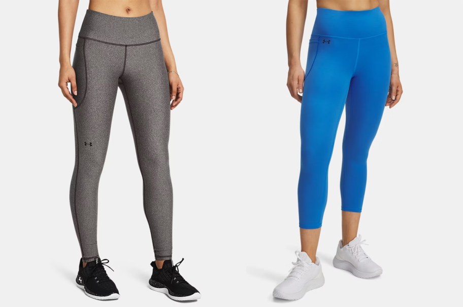 women wearing gray and blue leggings 