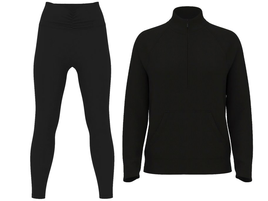 black leggings and zip jacket 