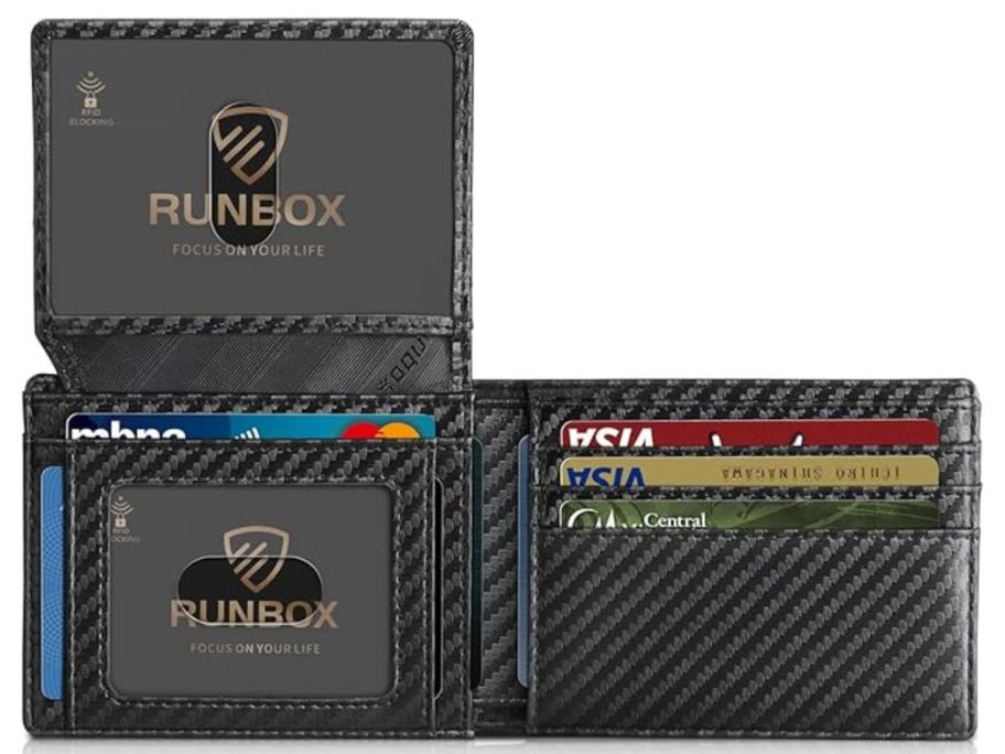stock image of RFID wallet opened up