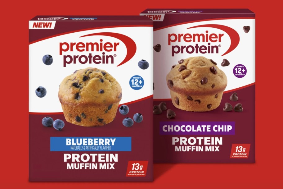 two boxes of protein muffin mix