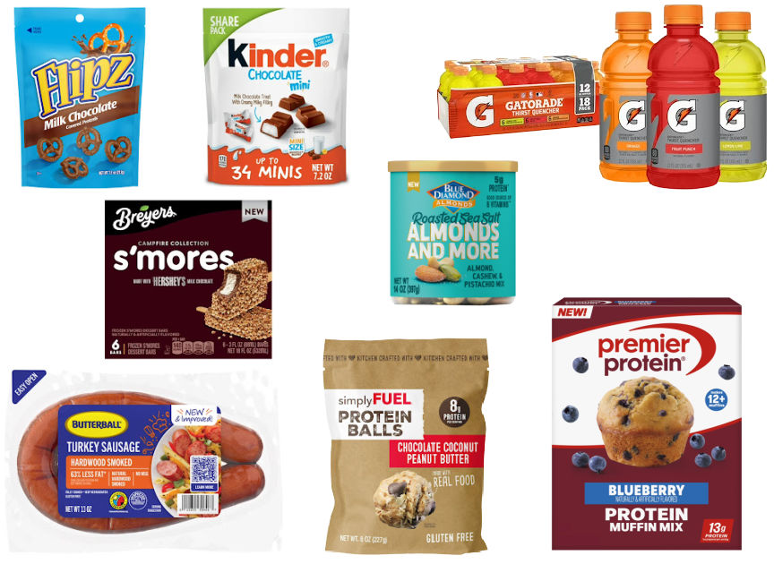 8 grocery items on a white background