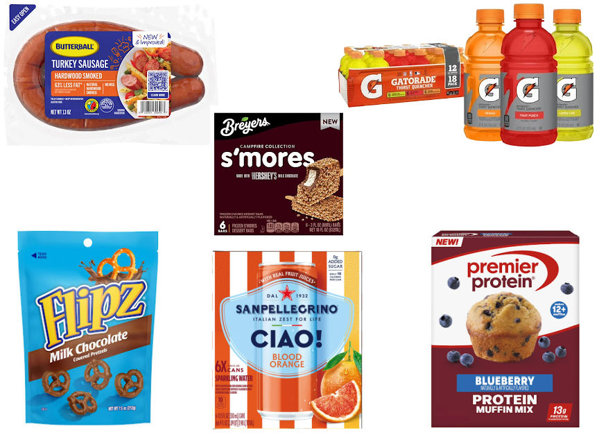 6 grocery items on a white background