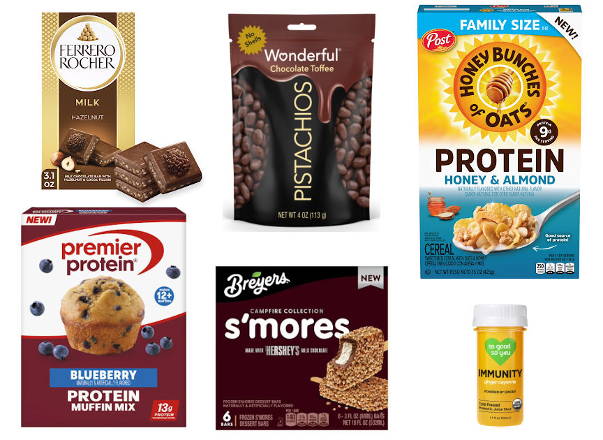 6 grocery items on a white background