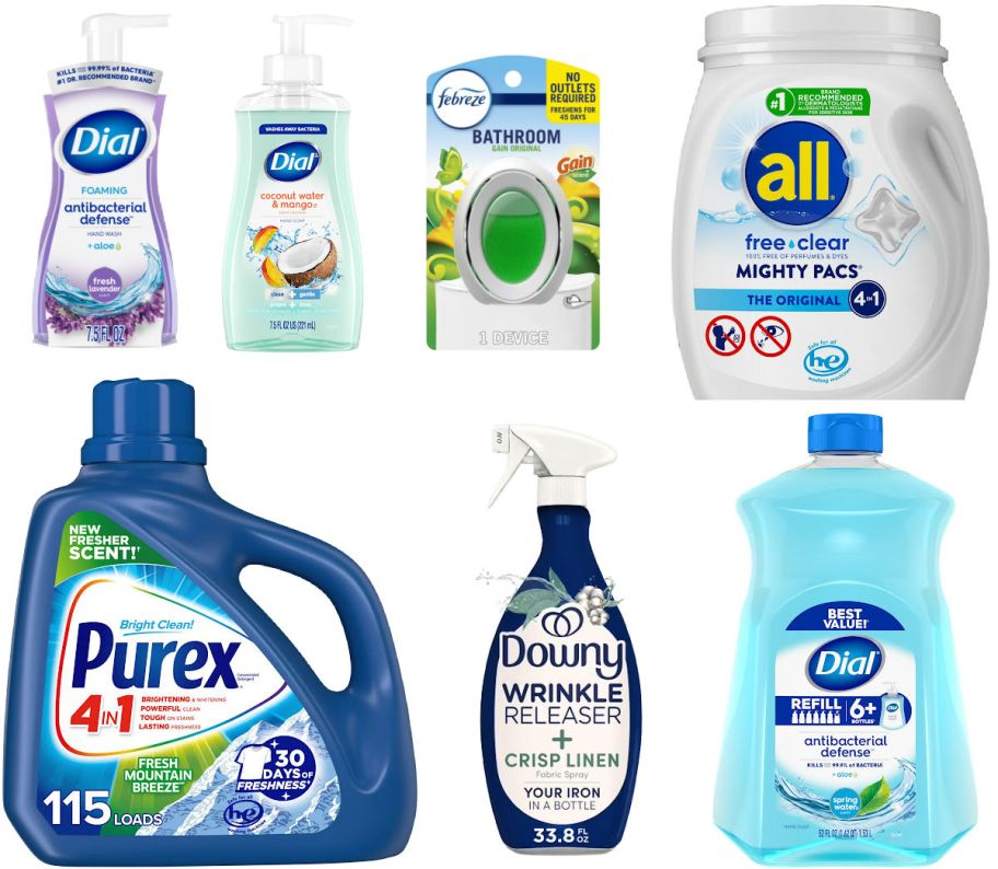 7 household items on a white backgroud