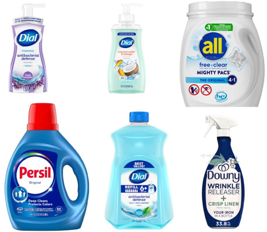 6 household items on a white background