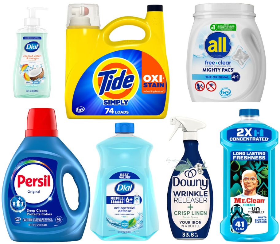 7 household items on a white background