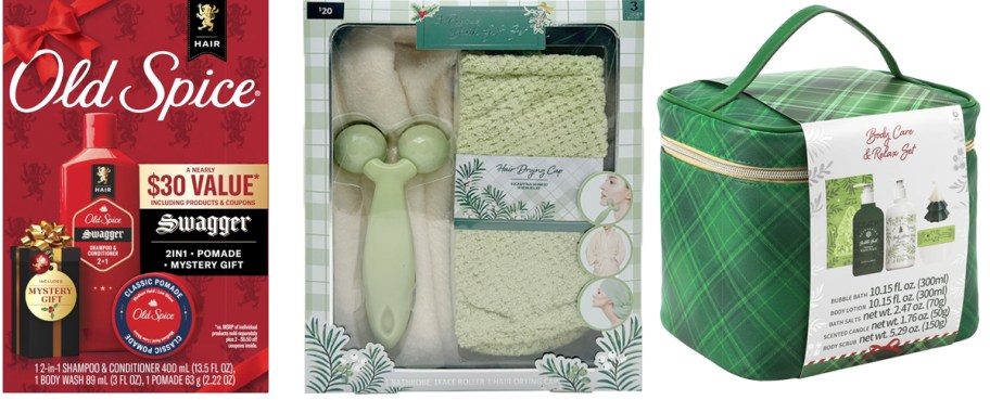old spice, and two bath gift sets 