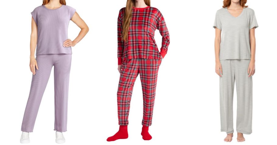 three women wearing lounge sets