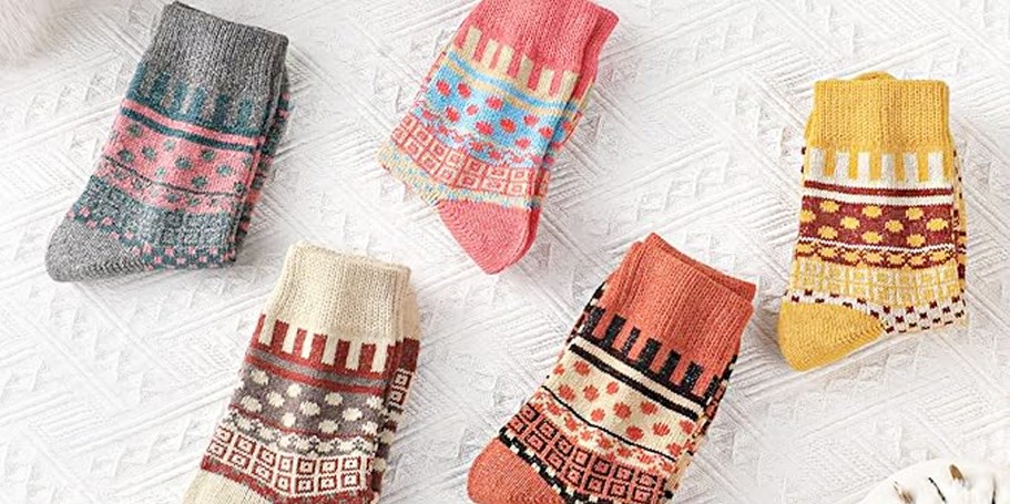 Women’s Wool Blend Socks 5-Packs from $3.99 on Amazon