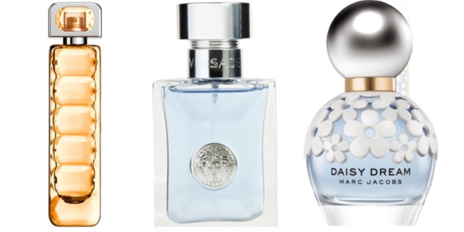 three cologne bottles