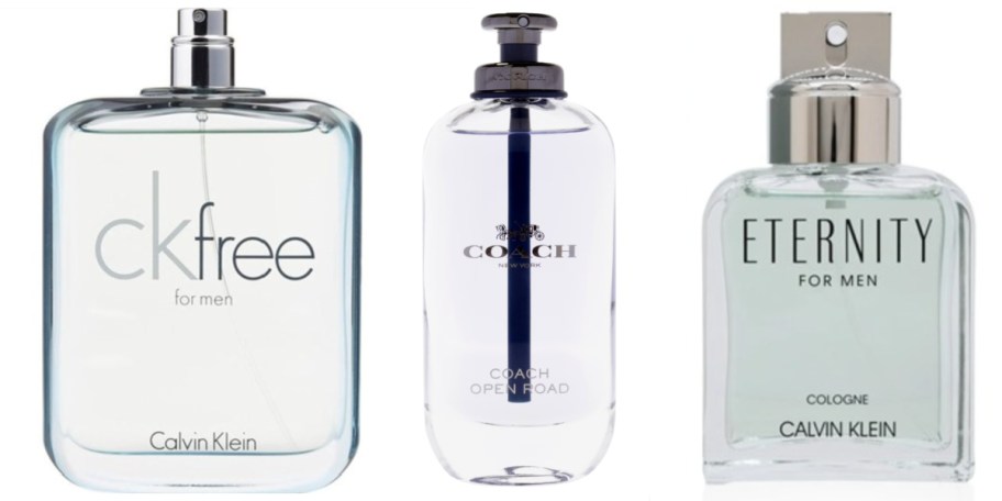 three cologne bottles
