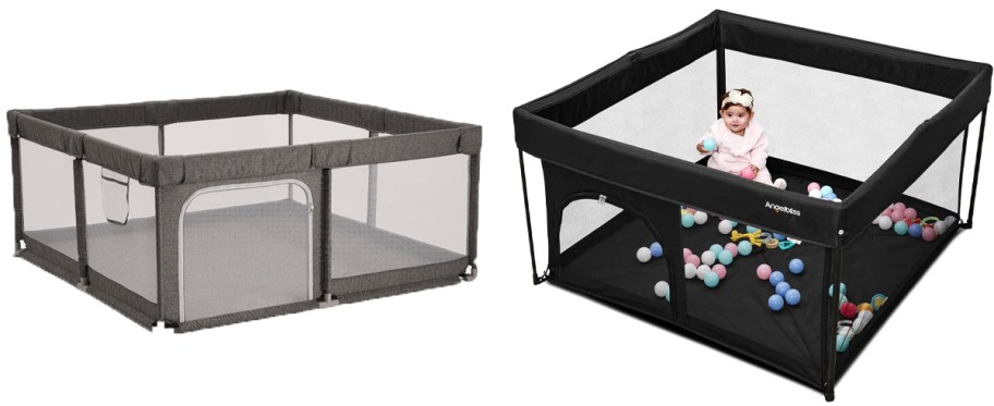 gray and black playpens