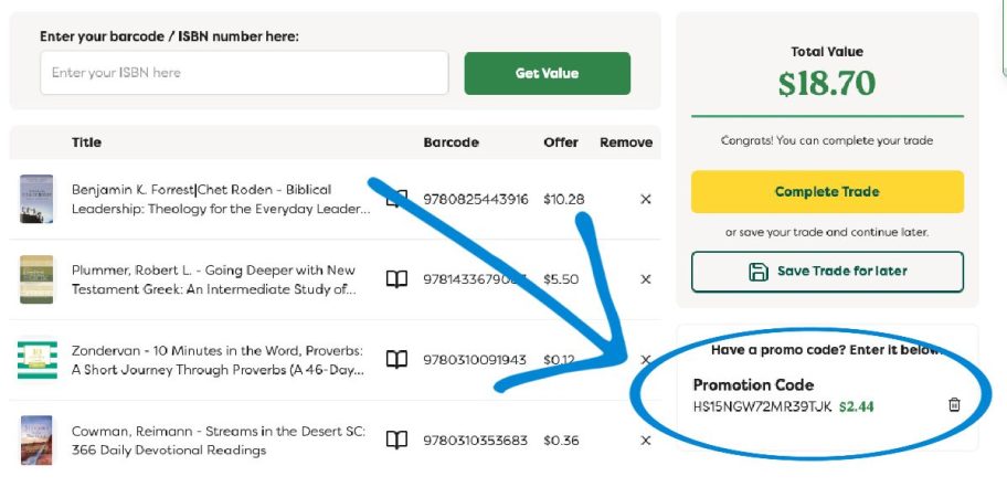 screenshot showing trade in credit
