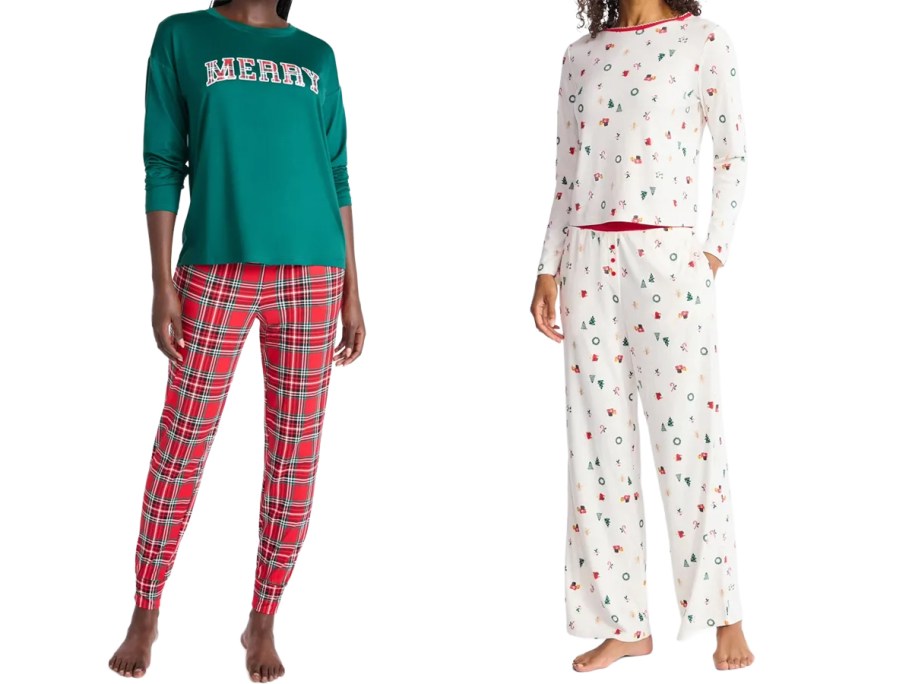 2 Women modeling Walmart pajama sets