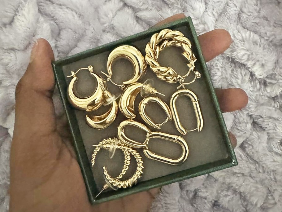 Women’s 14k Gold-Plated Earrings 6-Pack Only $5 on Amazon