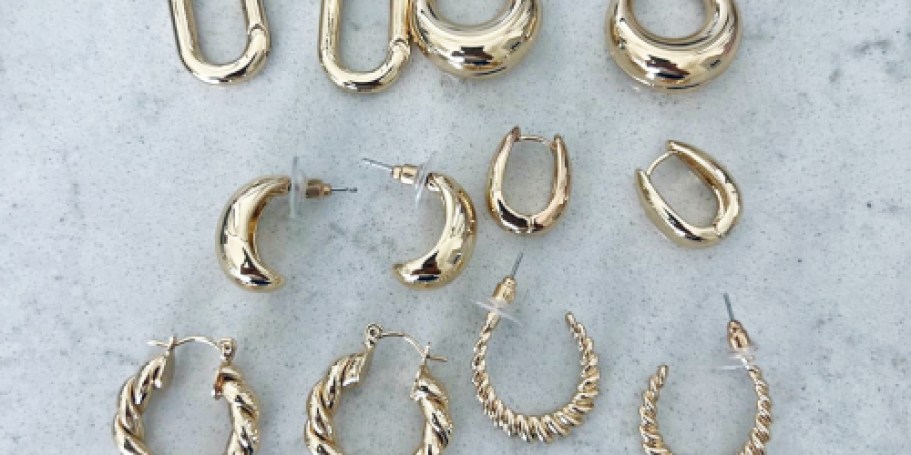 Women’s 14k Gold-Plated Earrings 6-Pack Only $5 on Amazon