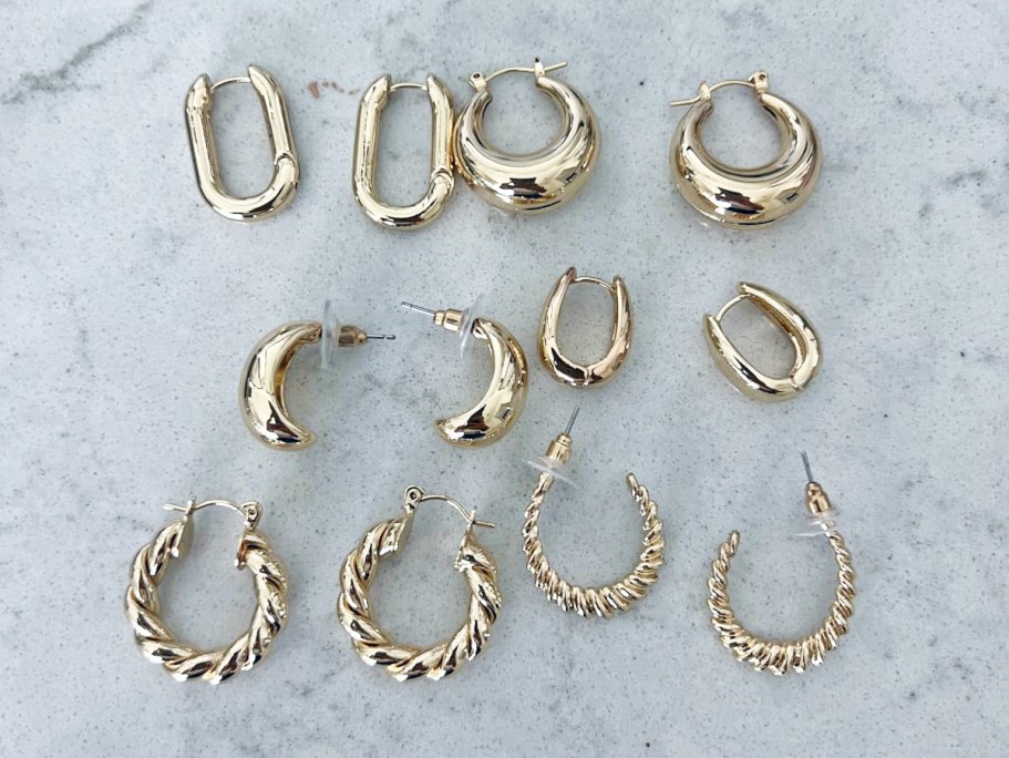 Women’s 14k Gold-Plated Earrings 6-Pack Only $5 on Amazon
