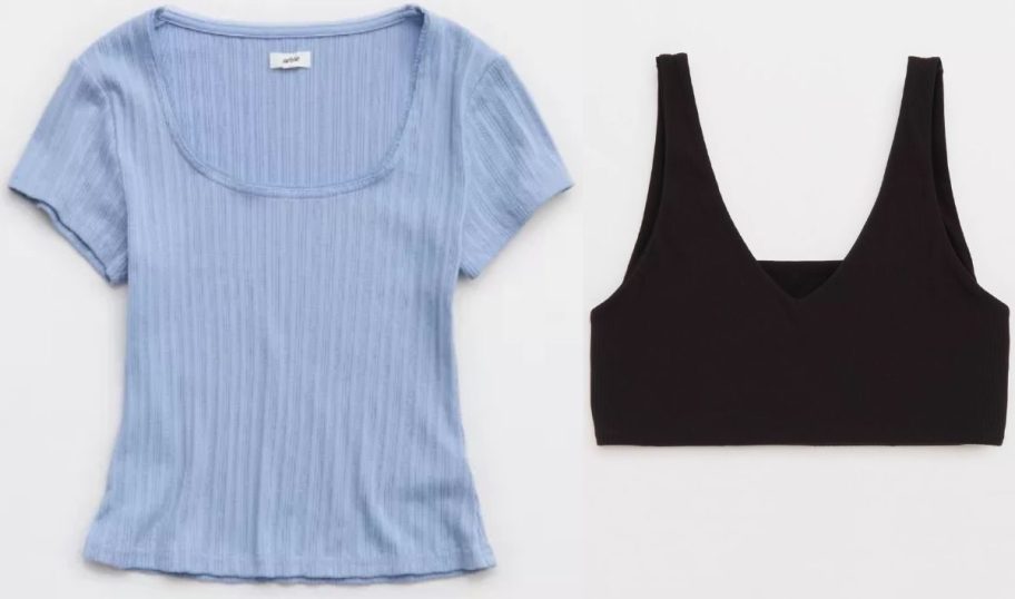 Stock images of Aerie tee and bra