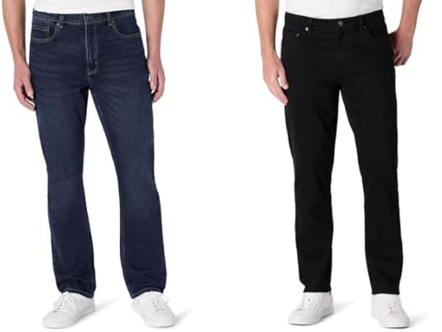 Stock images of two men wearing Amazon Essentials Jeans