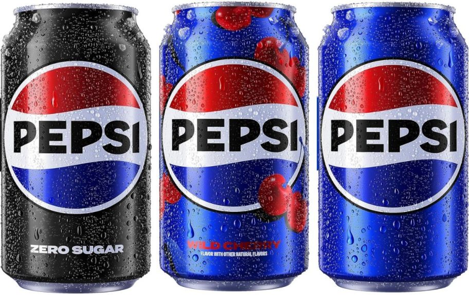 Stock images of Pepsi Zero, Wild Cherry Pepsi and regular Pepsi