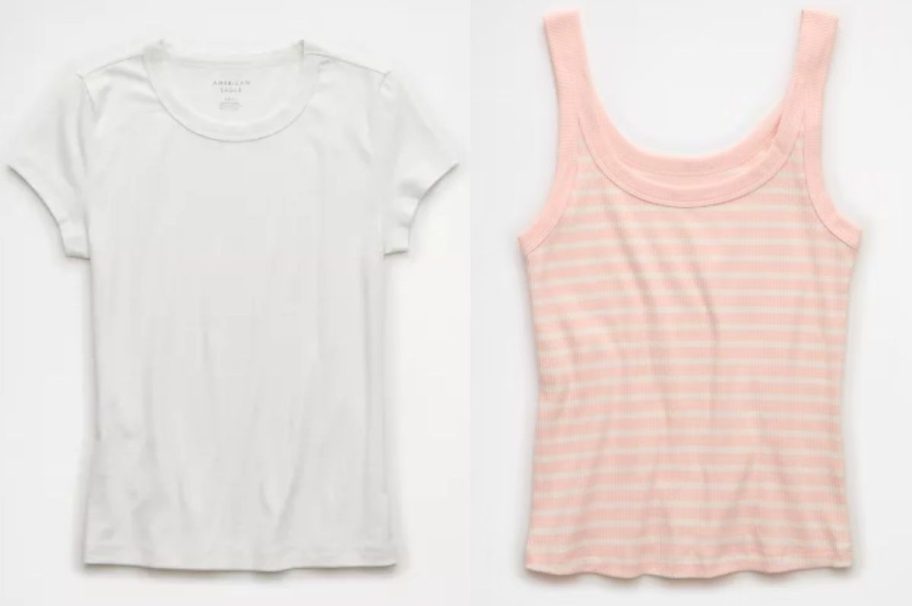 Stock image of American Eagle baby tee and tank top.