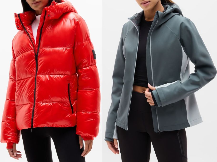stock images of two women wearing Athleta Jackets