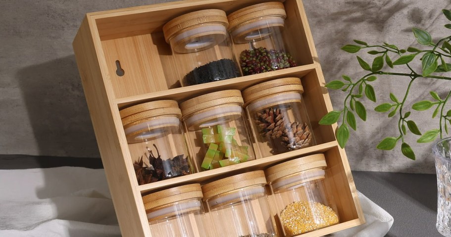 Bamboo Tabletop Spice Holder w/ 9 Jars Only $19 on Walmart.com (Reg. $30)