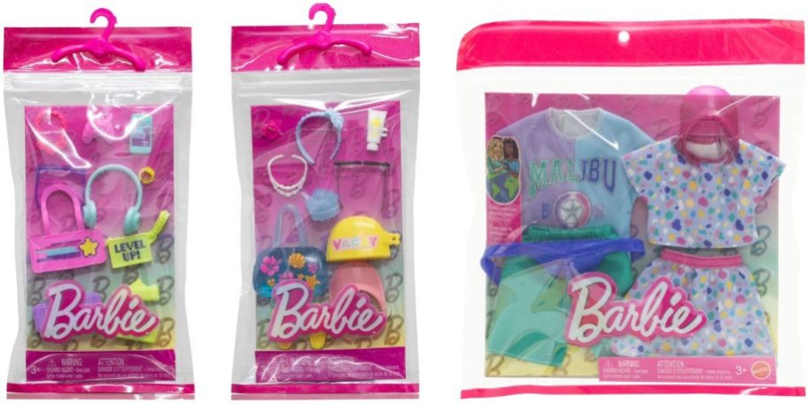 Stock images of 3 barbie accessories & outfit sets