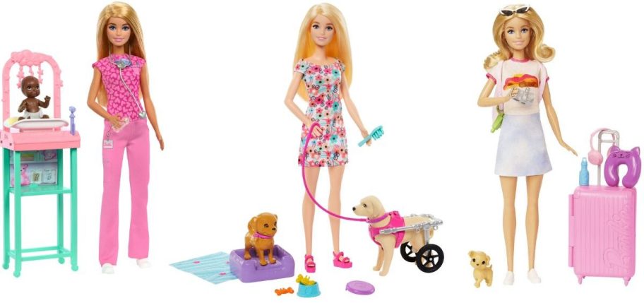 Stock images of 3 Barbie Play sets