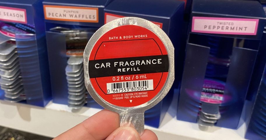 Bath & Body Works Car Fragrance Refill in hand in store